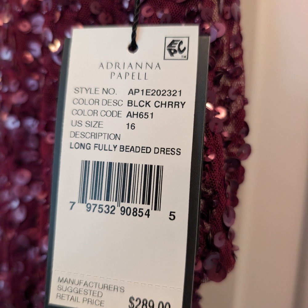 Adrianna Papell Wine Sequin Maxi Dress - Picture 4 of 9